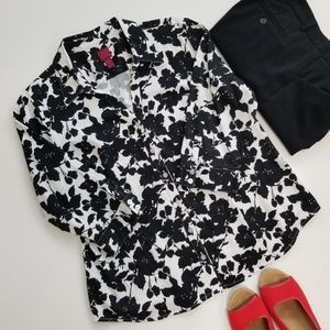 212 Collection Black/White Floral Button Shirt